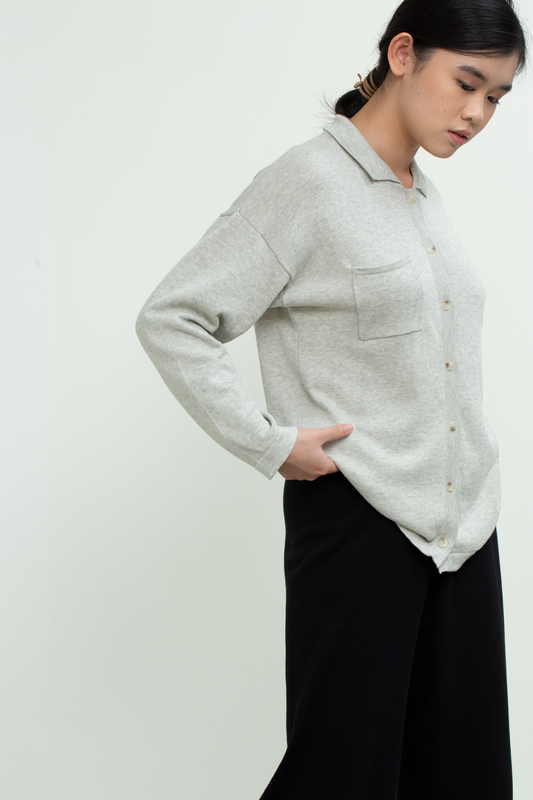 knit long sleeve shirt - grey